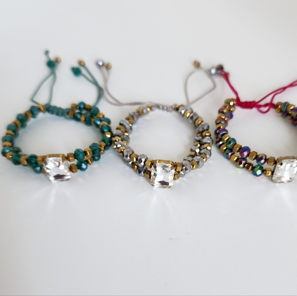 Set of Three Beaded Adjustable Bracelets - Picture 10 of 10